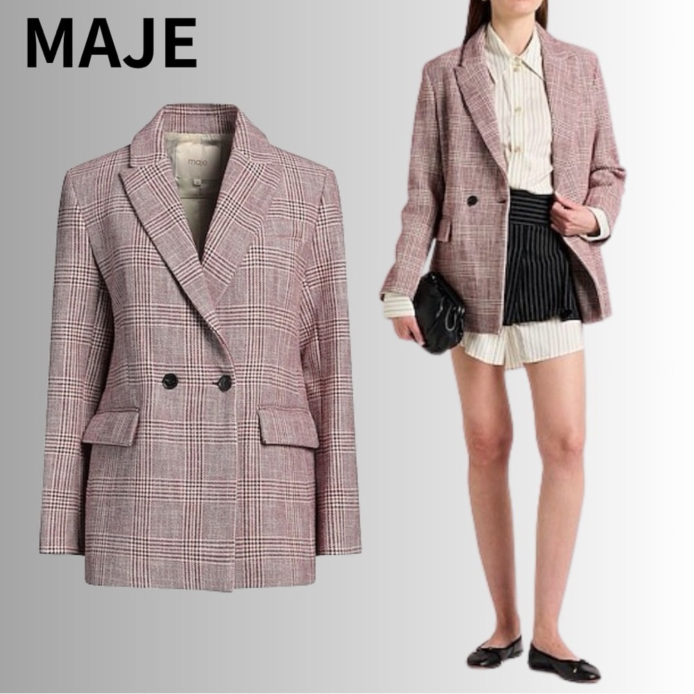 Maje Women's Blush Checkered Blazer